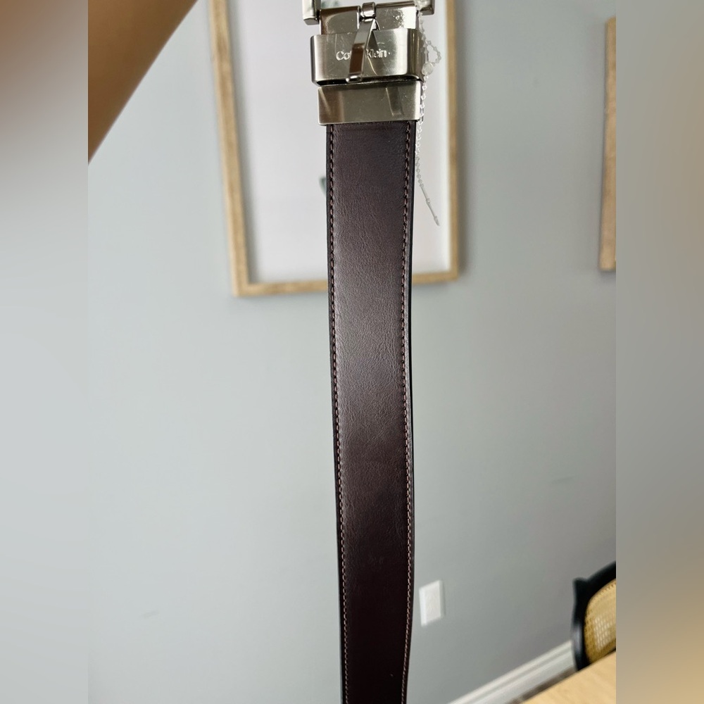 Calvin Klein Men's Dark Brown Leather Belt - Picture 5 of 5